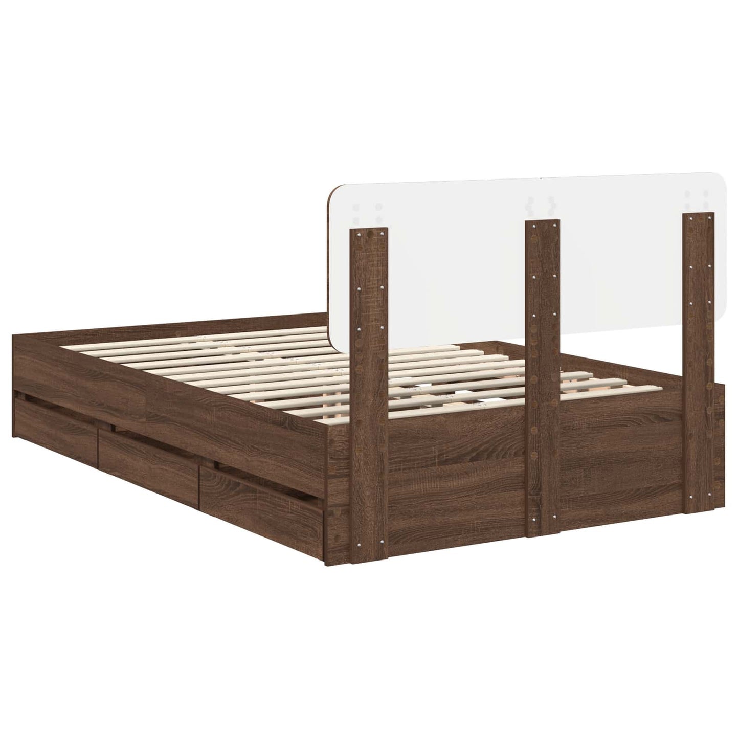 vidaXL Cadre de lit aspect chêne marron 135 x 190 cm en bois d'ingénierie