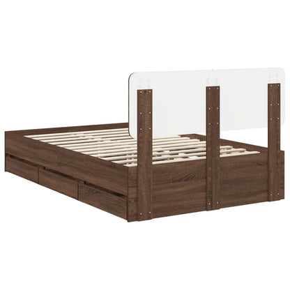 vidaXL Cadre de lit aspect chêne marron 135 x 190 cm en bois d'ingénierie