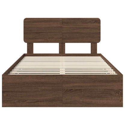 vidaXL Cadre de lit aspect chêne marron 135 x 190 cm en bois d'ingénierie