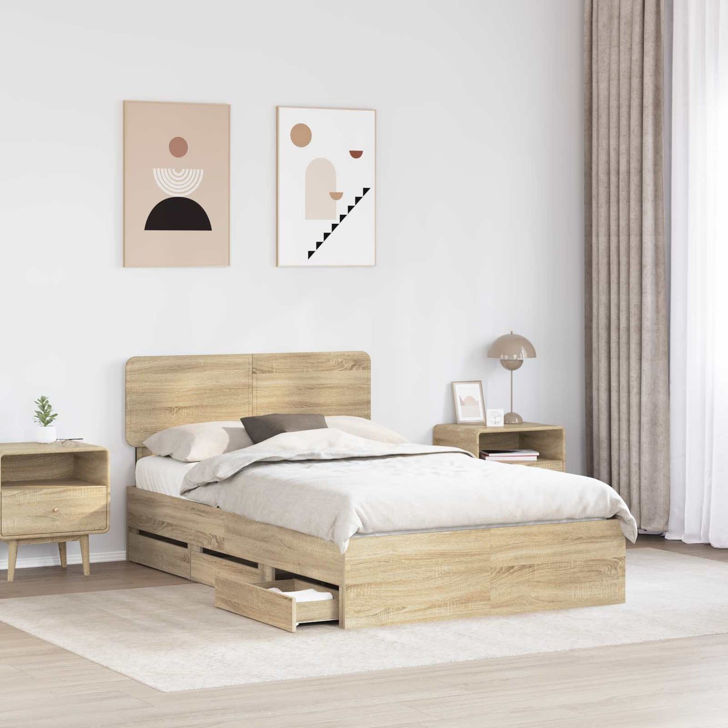 vidaXL Cadre de lit chêne Sonoma 120 x 190 cm Bois d'ingénierie