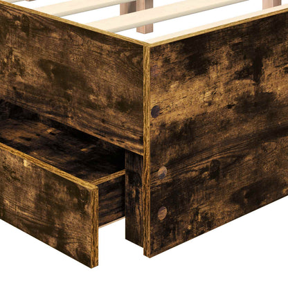 vidaXL Cadre de lit Chêne fumé 120 x 190 cm Bois d'ingénierie