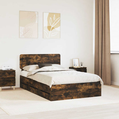 vidaXL Cadre de lit Chêne fumé 120 x 190 cm Bois d'ingénierie