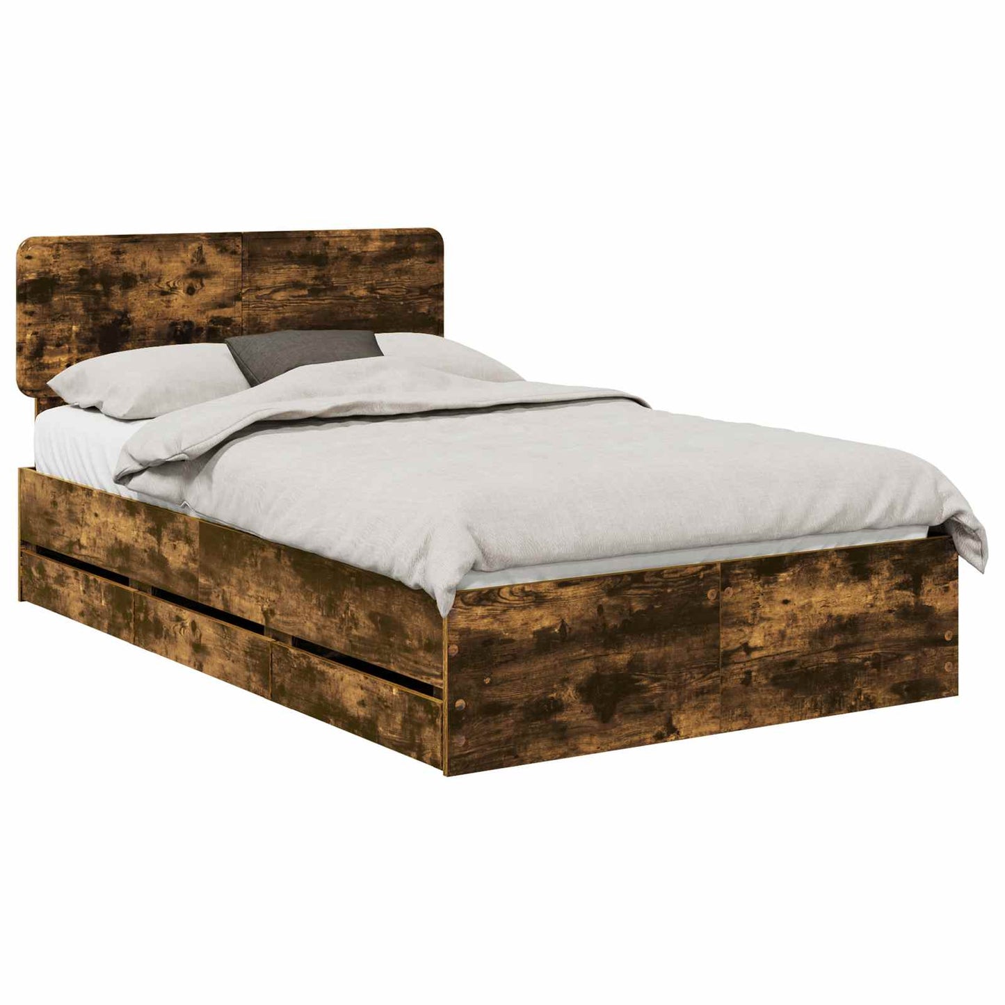 vidaXL Cadre de lit Chêne fumé 120 x 190 cm Bois d'ingénierie