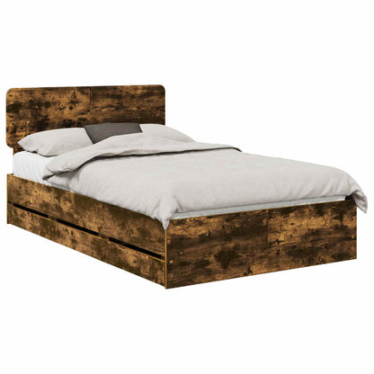 vidaXL Cadre de lit Chêne fumé 120 x 190 cm Bois d'ingénierie