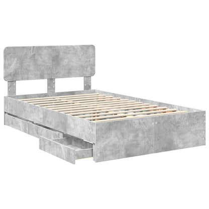 vidaXL Cadre de lit avec tête de lit gris béton 120 x 200 cm bois d'ingénierie