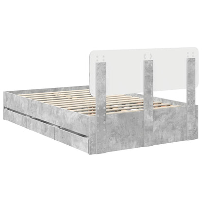 vidaXL Cadre de lit avec tête de lit gris béton 120 x 200 cm bois d'ingénierie