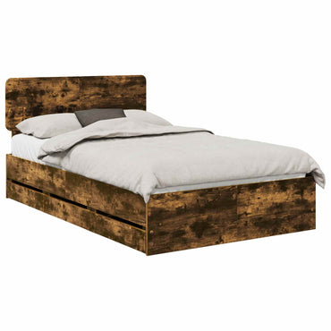 vidaXL Cadre de lit Chêne fumé 120 x 200 cm Bois d'ingénierie