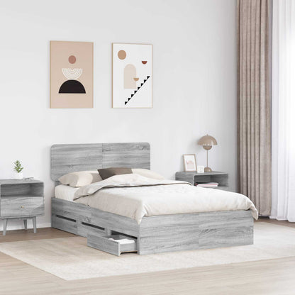 vidaXL Cadre de lit Gris Sonoma 120 x 200 cm Bois d'ingénierie
