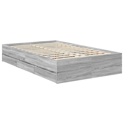 vidaXL Cadre de lit Gris Sonoma 120 x 200 cm Bois d'ingénierie