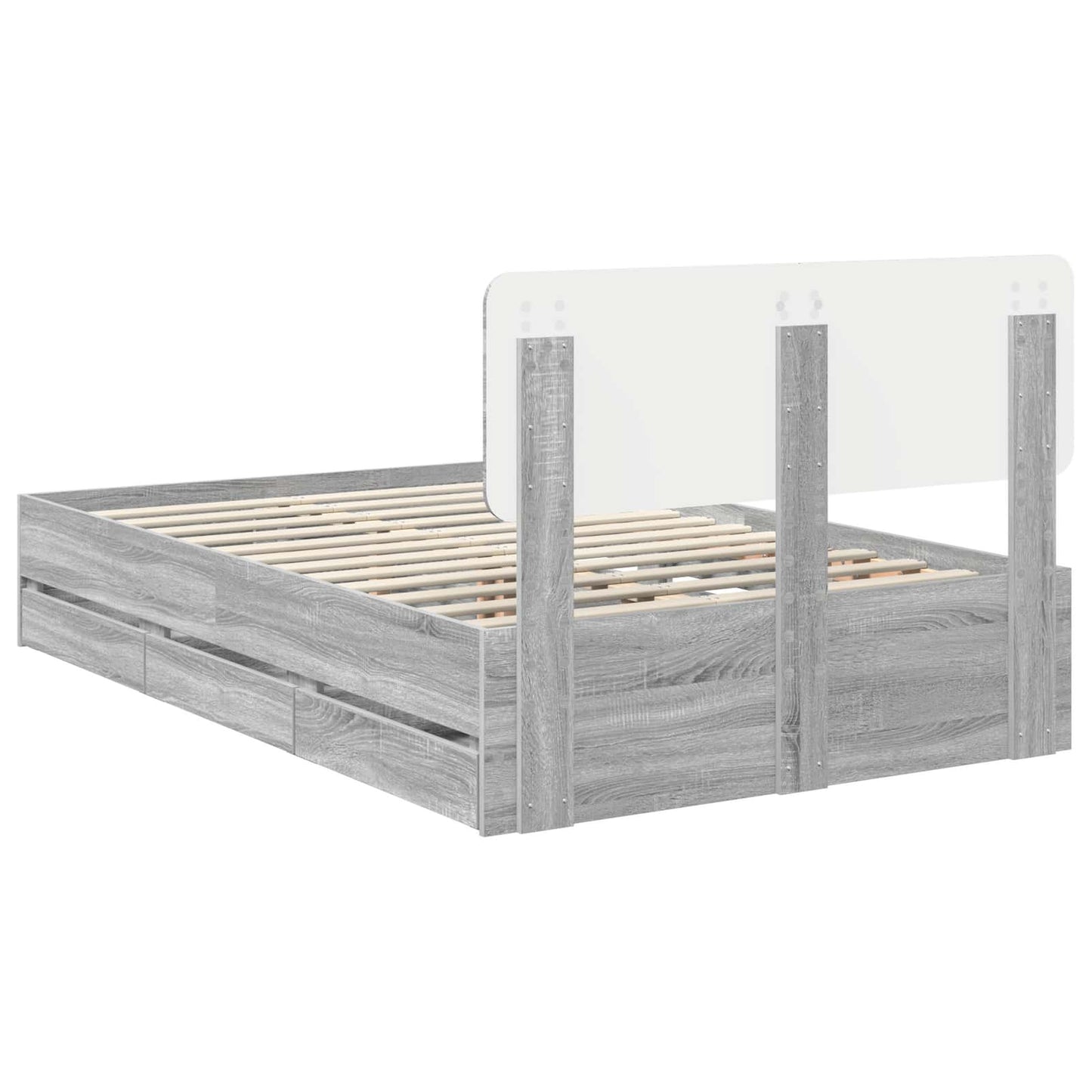 vidaXL Cadre de lit Gris Sonoma 120 x 200 cm Bois d'ingénierie