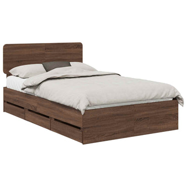 vidaXL Bettrahmen Braun Eichen-Optik 120 x 200 cm Ingenieurs Holz