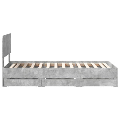 vidaXL Bettrahmen mit Kopfteil Beton Grau 100 x 200 cm Ingenieurs Holz