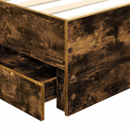 vidaXL Cadre de lit Chêne fumé 100 x 200 cm Bois d'ingénierie