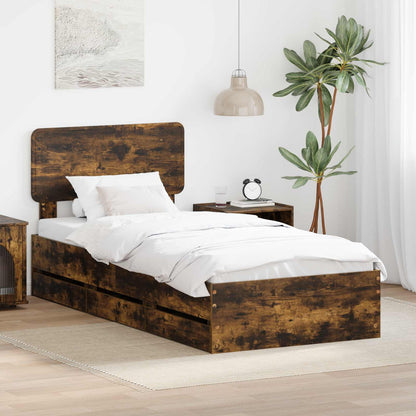 vidaXL Cadre de lit Chêne fumé 100 x 200 cm Bois d'ingénierie