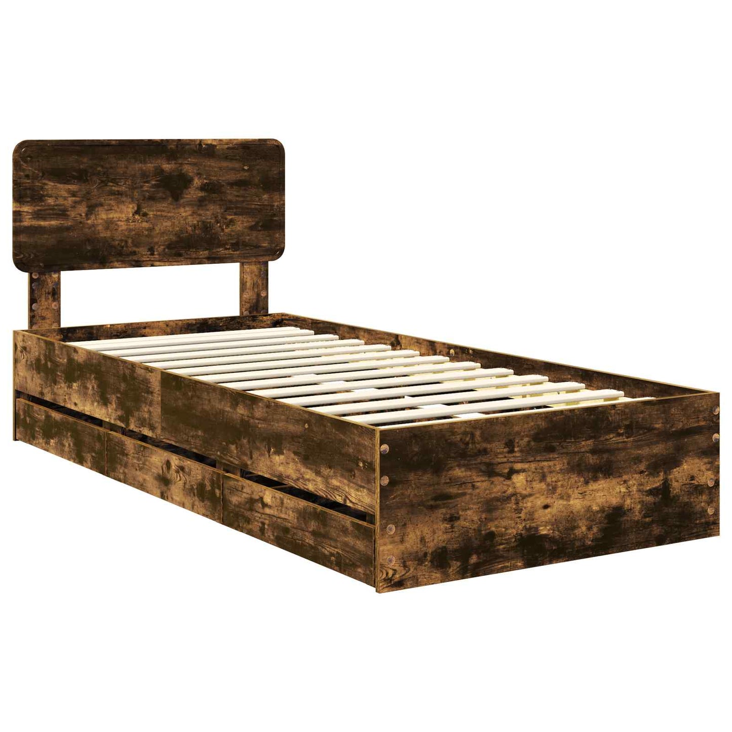 vidaXL Cadre de lit Chêne fumé 100 x 200 cm Bois d'ingénierie