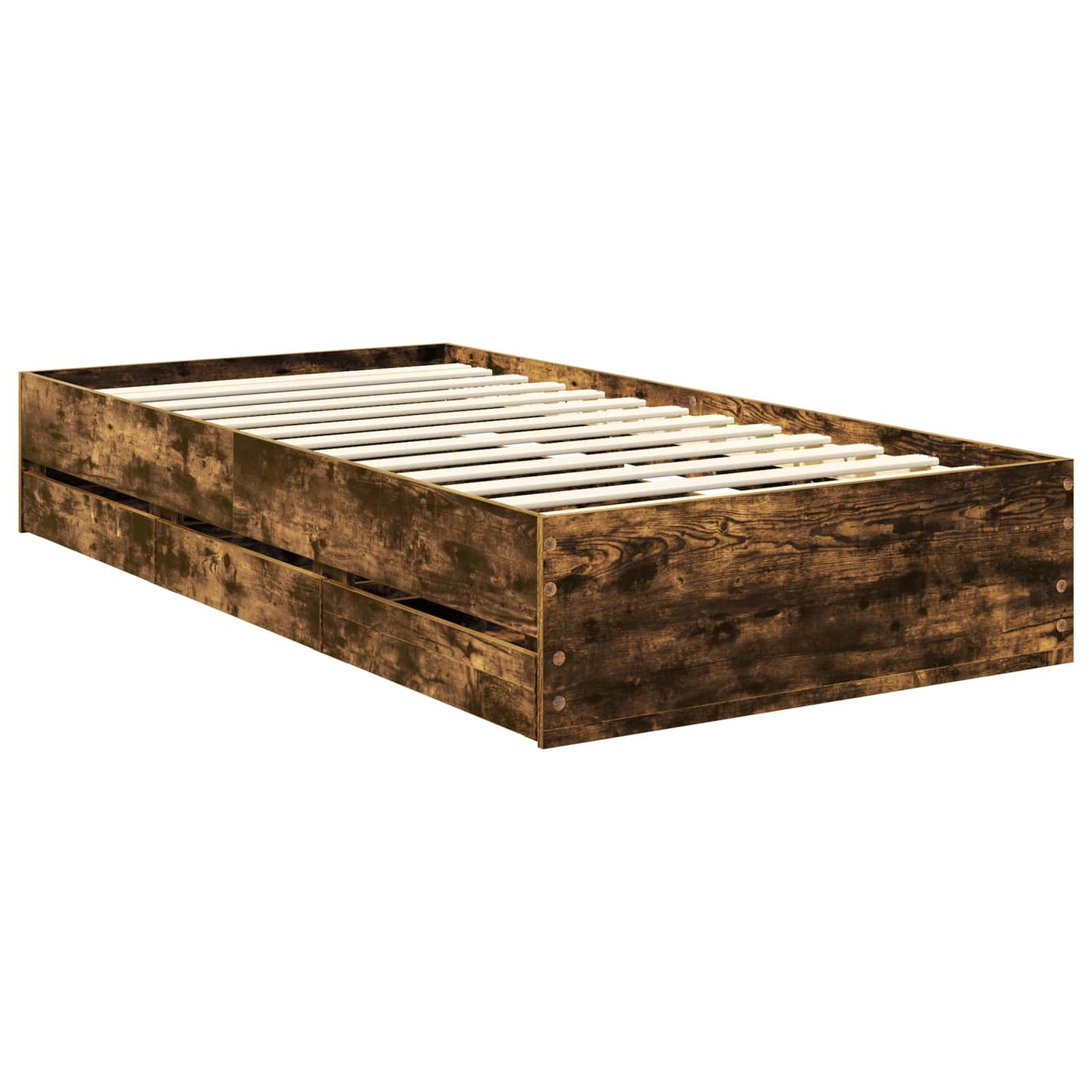 vidaXL Cadre de lit Chêne fumé 100 x 200 cm Bois d'ingénierie