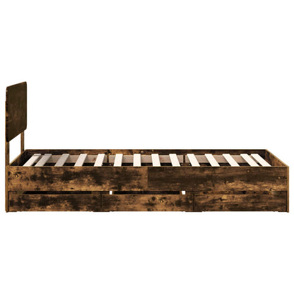 vidaXL Cadre de lit Chêne fumé 100 x 200 cm Bois d'ingénierie