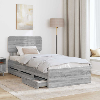 vidaXL Bettrahmen Graues Sonoma 100 x 200 cm Ingenieurs Holz