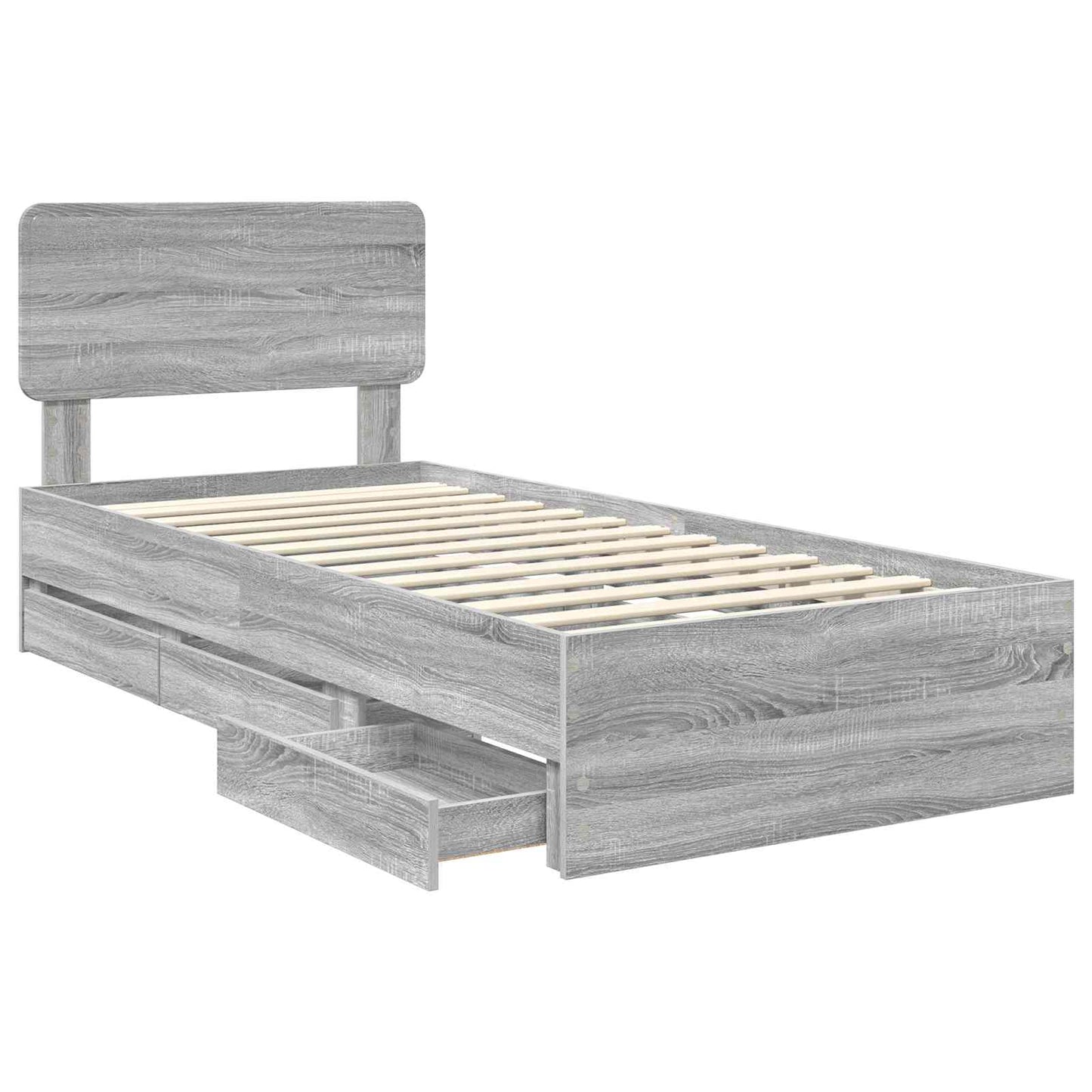 vidaXL Bettrahmen Graues Sonoma 100 x 200 cm Ingenieurs Holz