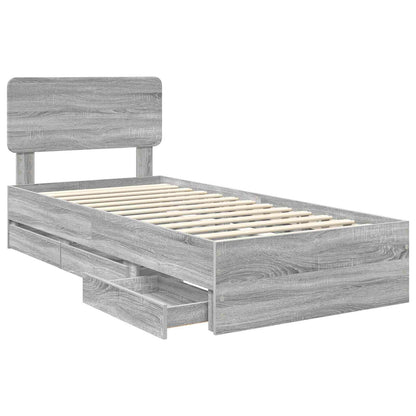 vidaXL Bettrahmen Graues Sonoma 100 x 200 cm Ingenieurs Holz
