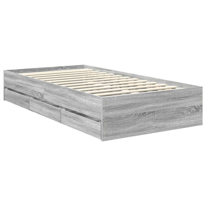 vidaXL Bettrahmen Graues Sonoma 100 x 200 cm Ingenieurs Holz