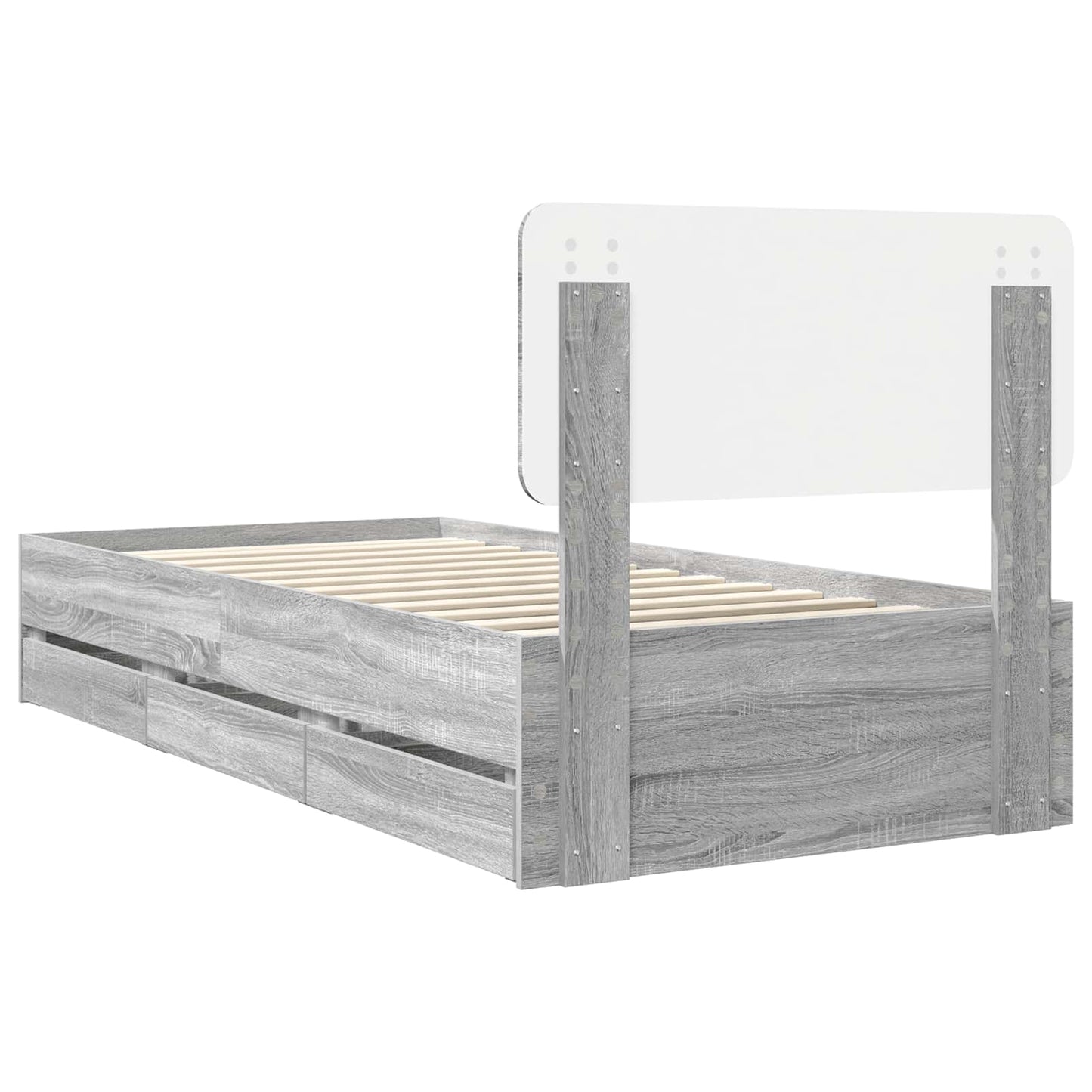 vidaXL Bettrahmen Graues Sonoma 100 x 200 cm Ingenieurs Holz
