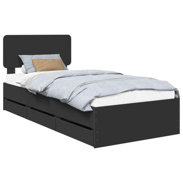 vidaXL Bettrahmen mit Schubladen Schwarz 90 x 190 cm Ingenieurs Holz