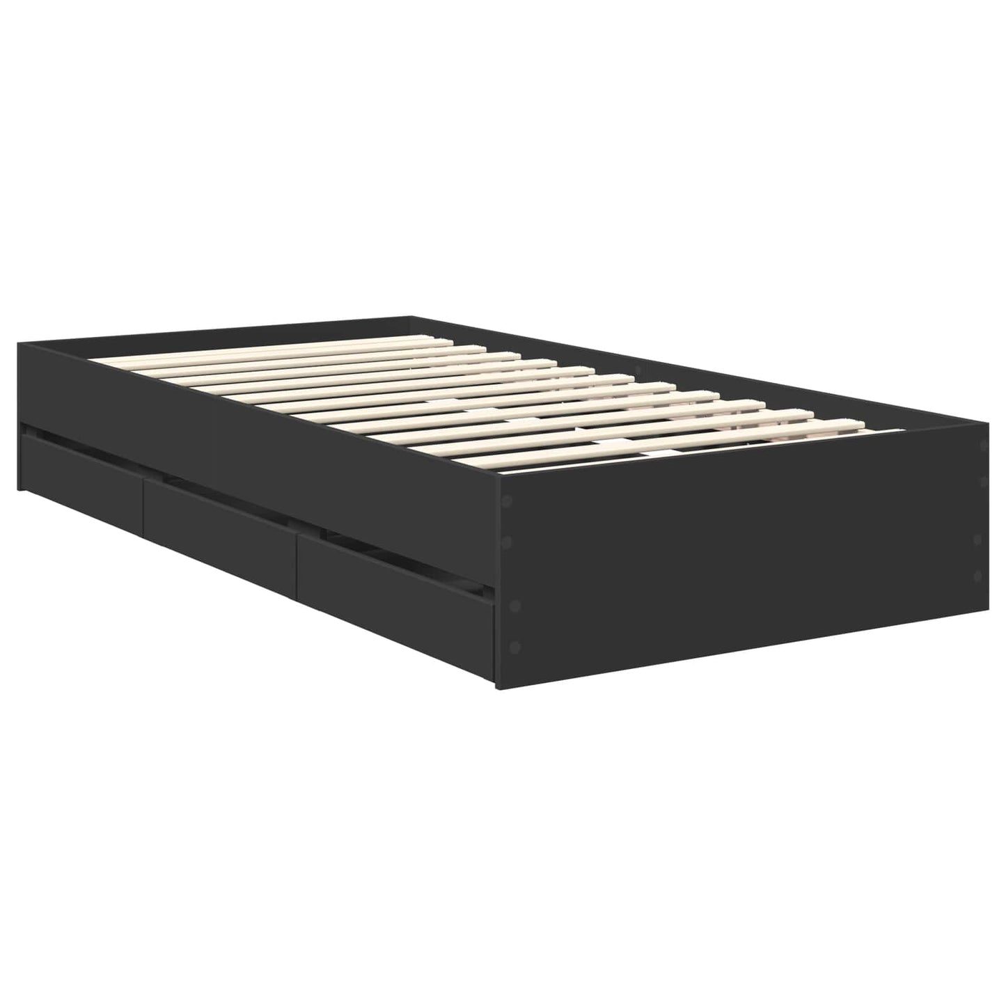 vidaXL Bettrahmen mit Schubladen Schwarz 90 x 190 cm Ingenieurs Holz