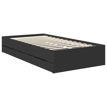vidaXL Bettrahmen mit Schubladen Schwarz 90 x 190 cm Ingenieurs Holz