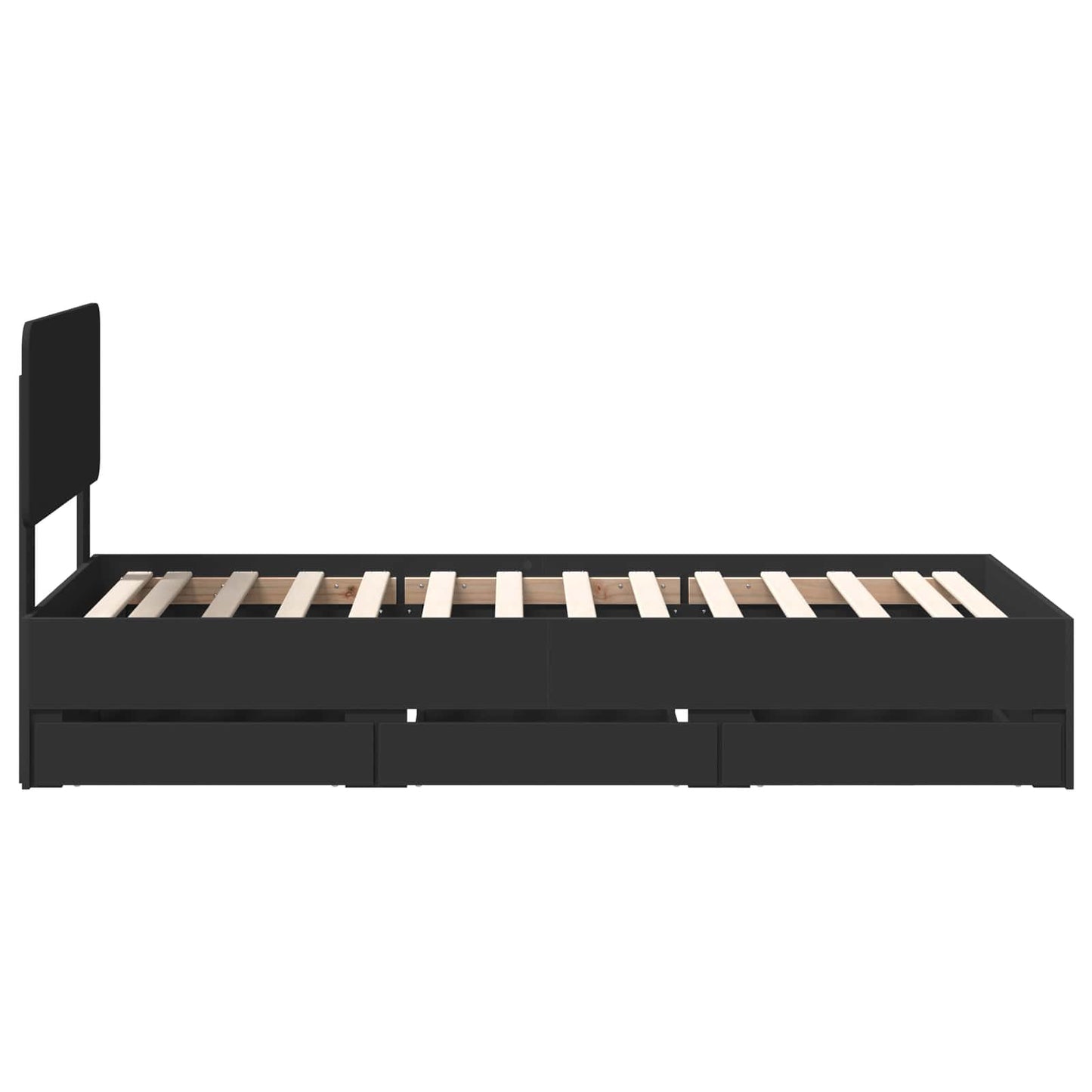 vidaXL Bettrahmen mit Schubladen Schwarz 90 x 190 cm Ingenieurs Holz