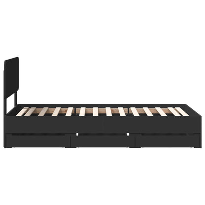vidaXL Bettrahmen mit Schubladen Schwarz 90 x 190 cm Ingenieurs Holz