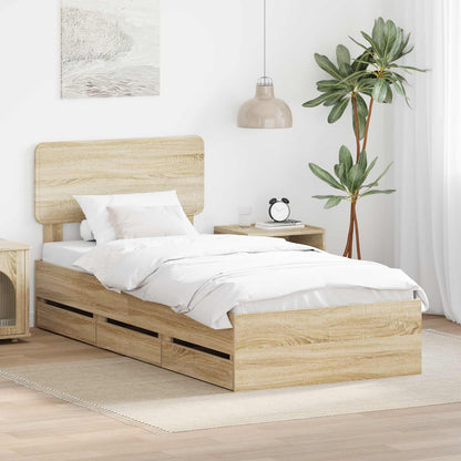 vidaXL Bettrahmen Sonoma-Eiche 90 x 190 cm Ingenieurs Holz