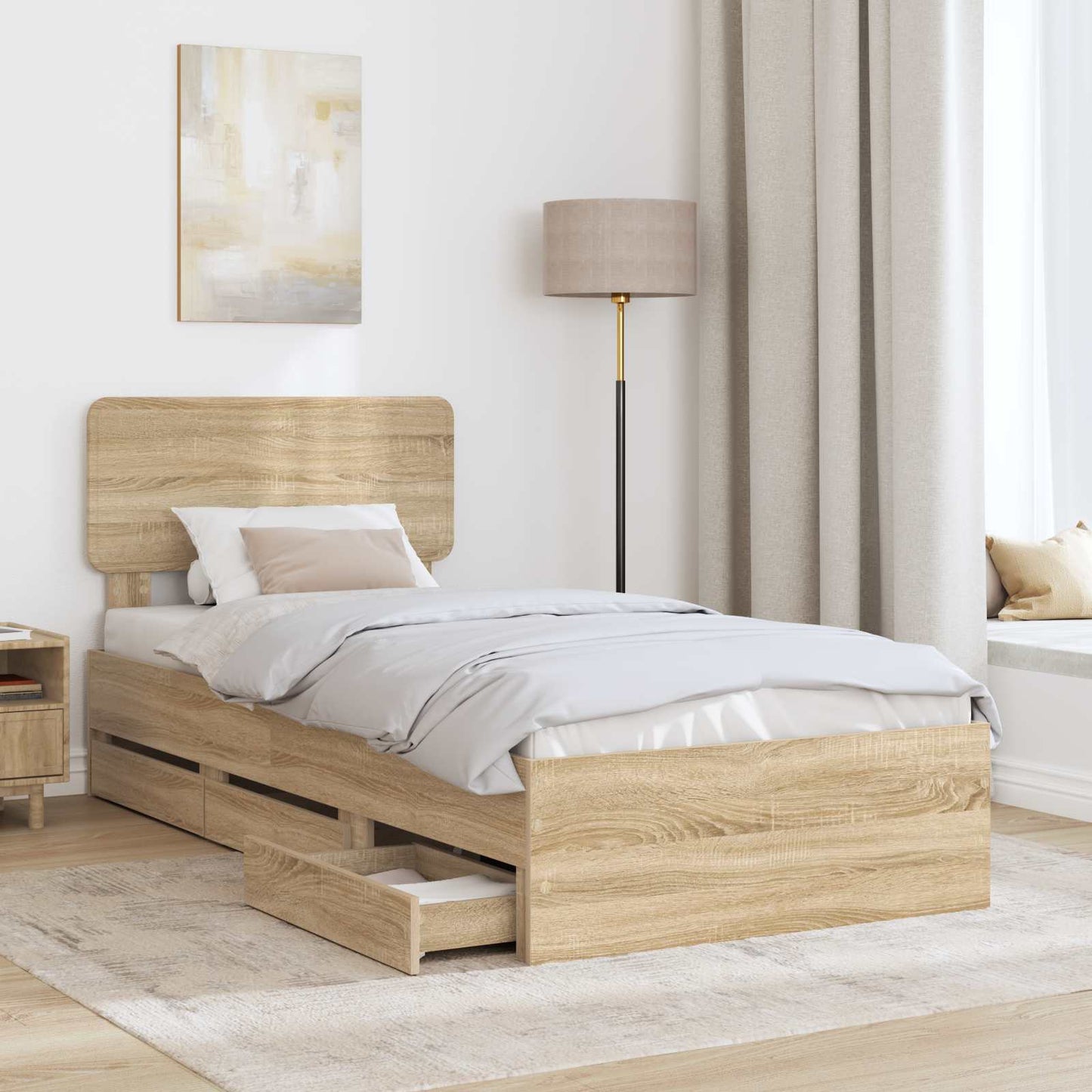vidaXL Bettrahmen Sonoma-Eiche 90 x 190 cm Ingenieurs Holz