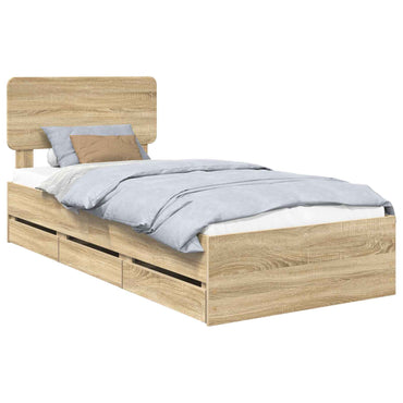 vidaXL Bettrahmen Sonoma-Eiche 90 x 190 cm Ingenieurs Holz