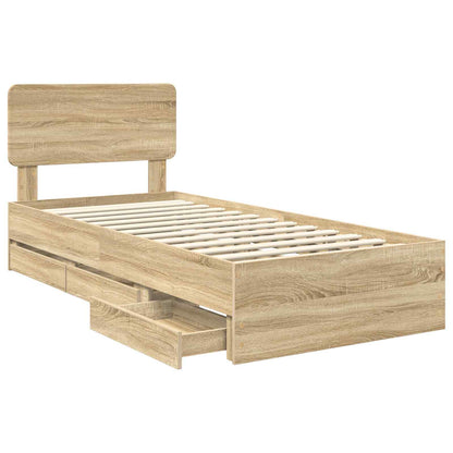 vidaXL Bettrahmen Sonoma-Eiche 90 x 190 cm Ingenieurs Holz
