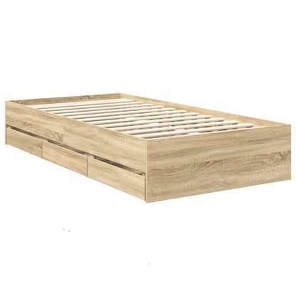 vidaXL Bettrahmen Sonoma-Eiche 90 x 190 cm Ingenieurs Holz