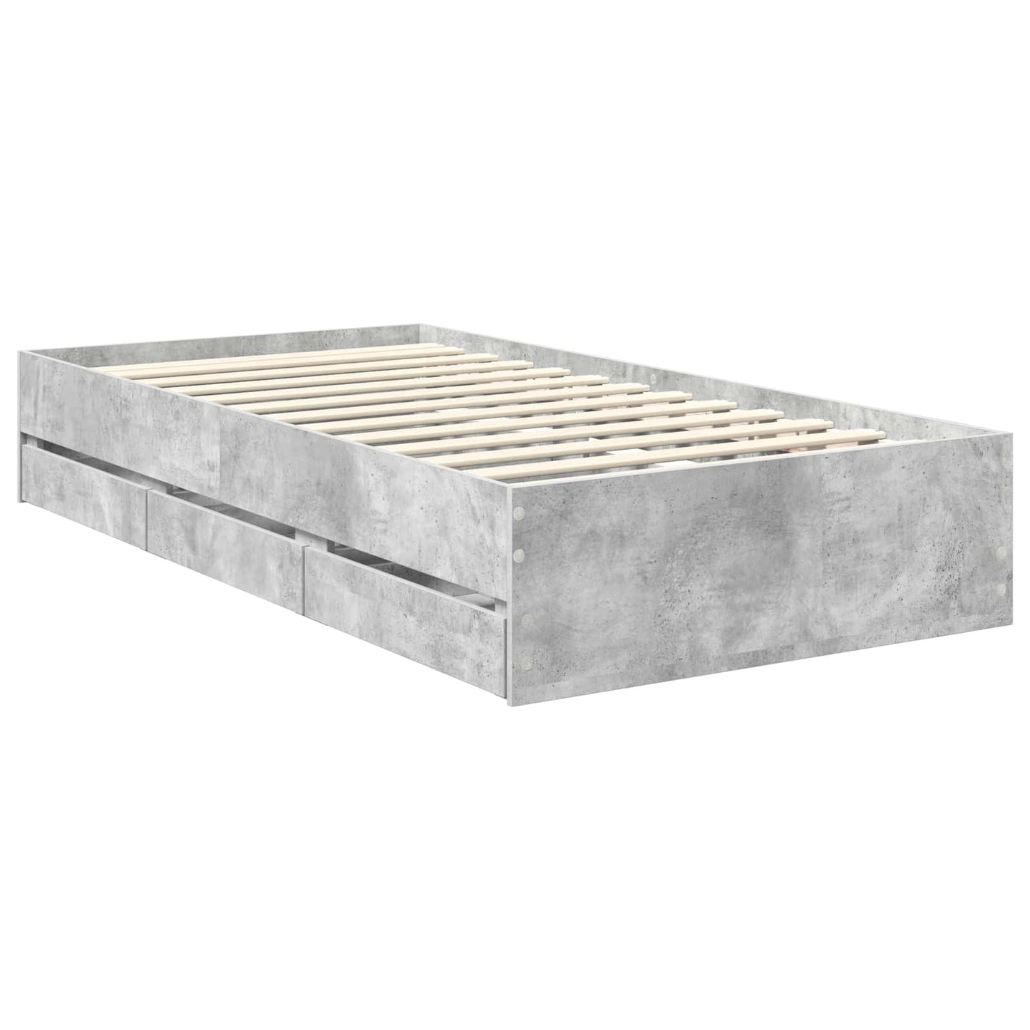 vidaXL Bettrahmen mit Kopfteil Beton Grau 90 x 190 cm Ingenieurs Holz