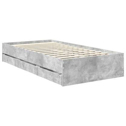 vidaXL Bettrahmen mit Kopfteil Beton Grau 90 x 190 cm Ingenieurs Holz