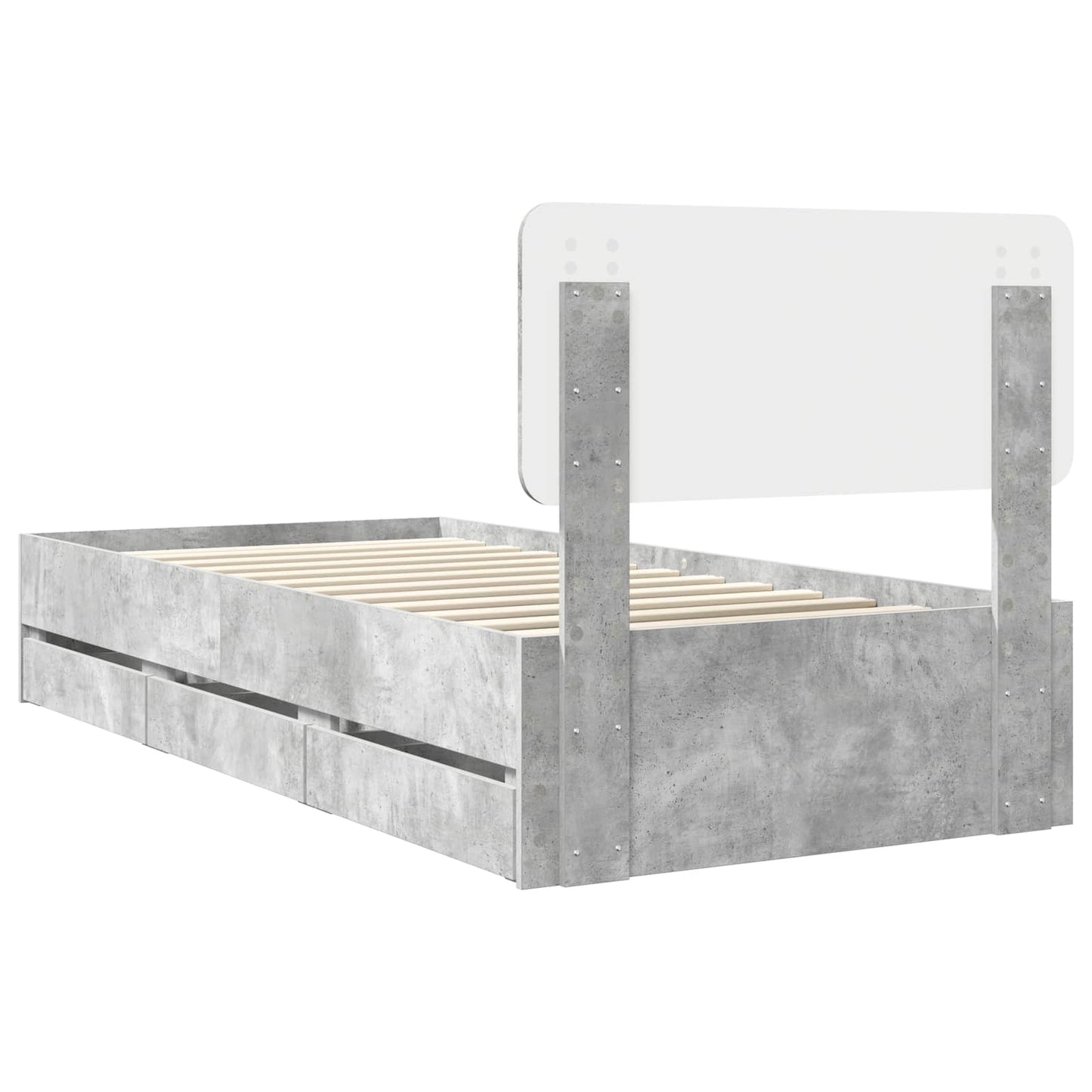 vidaXL Bettrahmen mit Kopfteil Beton Grau 90 x 190 cm Ingenieurs Holz