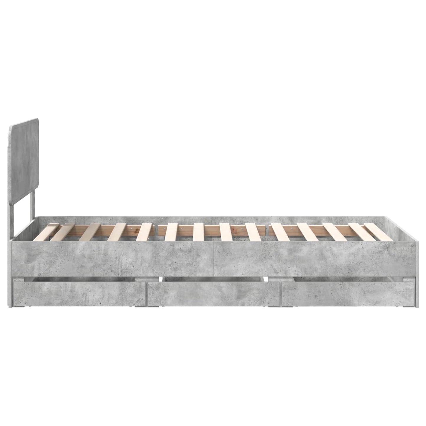 vidaXL Bettrahmen mit Kopfteil Beton Grau 90 x 190 cm Ingenieurs Holz