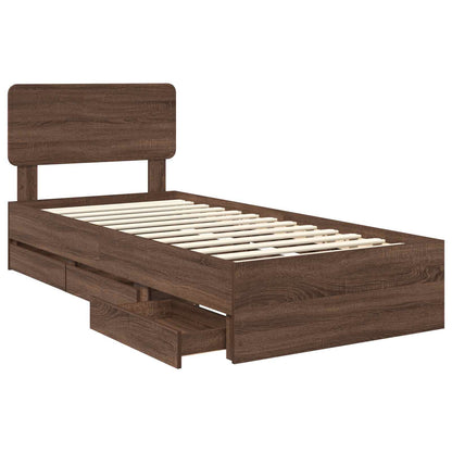 vidaXL Bettrahmen Braun Eichen-Optik 90 x 190 cm Ingenieurs Holz