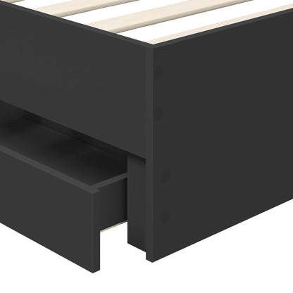 vidaXL Bettrahmen mit Schubladen Schwarz 90 x 200 cm Ingenieurs Holz