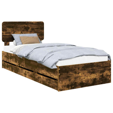 vidaXL Bettrahmen Geräucherte Eiche 90 x 200 cm Ingenieurs Holz