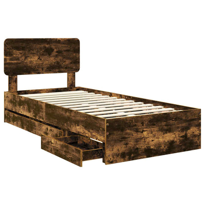 vidaXL Bettrahmen Geräucherte Eiche 90 x 200 cm Ingenieurs Holz