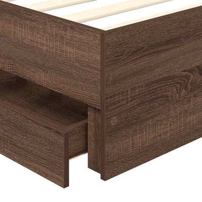 vidaXL Bettrahmen Braun Eichen-Optik 90 x 200 cm Ingenieurs Holz