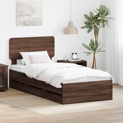 vidaXL Bettrahmen Braun Eichen-Optik 90 x 200 cm Ingenieurs Holz