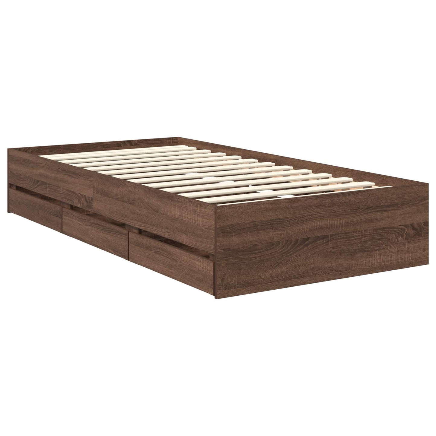 vidaXL Bettrahmen Braun Eichen-Optik 90 x 200 cm Ingenieurs Holz