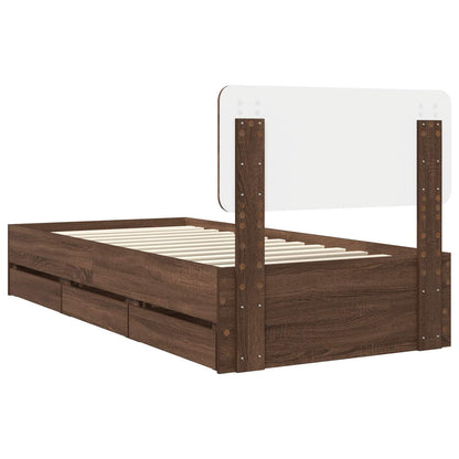 vidaXL Bettrahmen Braun Eichen-Optik 90 x 200 cm Ingenieurs Holz