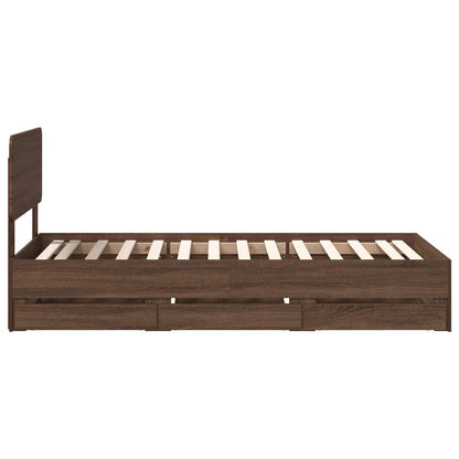 vidaXL Bettrahmen Braun Eichen-Optik 90 x 200 cm Ingenieurs Holz