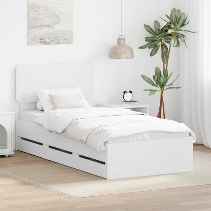 vidaXL Bettrahmen mit Schubladen Weiß 75 x 190 cm Ingenieurs Holz